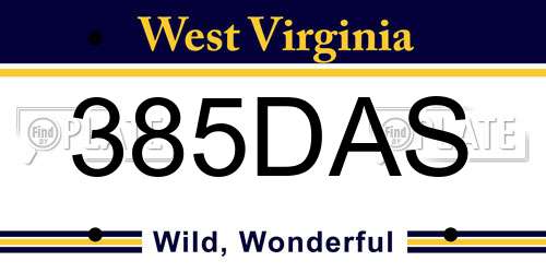385DAS West Virginia License Plate