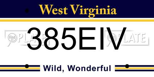 385EIV West Virginia License Plate
