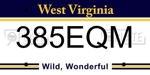 385EQM West Virginia License Plate