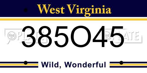 385O45 West Virginia License Plate