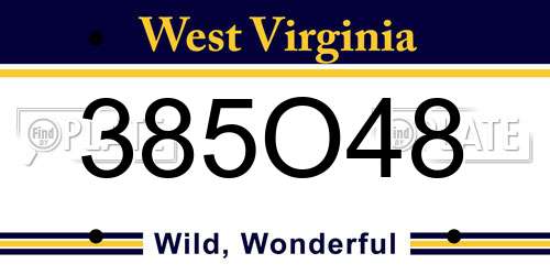 385O48 West Virginia License Plate