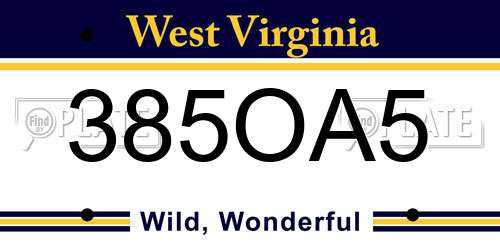 385OA5 West Virginia License Plate