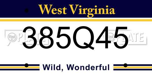 385Q45 West Virginia License Plate