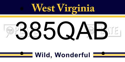 385QAB West Virginia License Plate