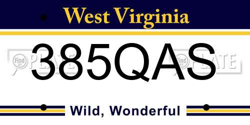 385QAS West Virginia License Plate