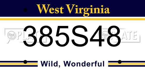 385S48 West Virginia License Plate