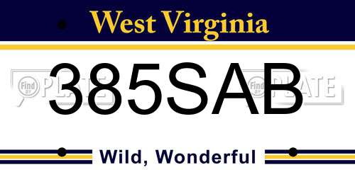 385SAB West Virginia License Plate