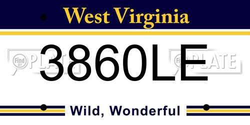 3860LE West Virginia License Plate