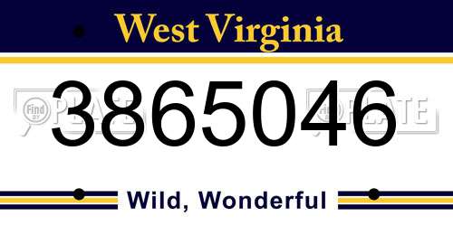 3865046 West Virginia License Plate