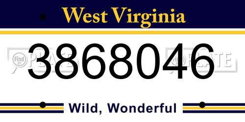 3868046 West Virginia License Plate