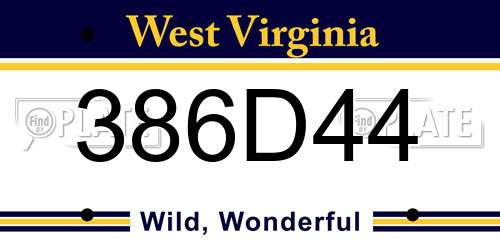 386D44 West Virginia License Plate