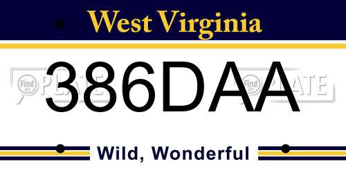 386DAA West Virginia License Plate