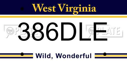 386DLE West Virginia License Plate