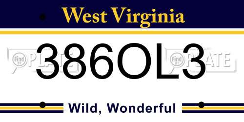386OL3 West Virginia License Plate