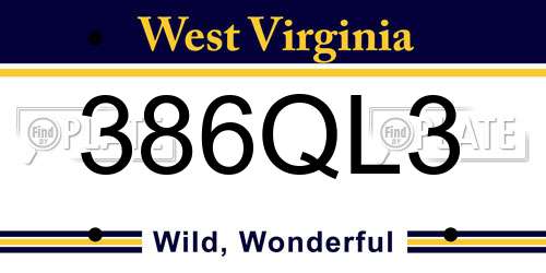 386QL3 West Virginia License Plate