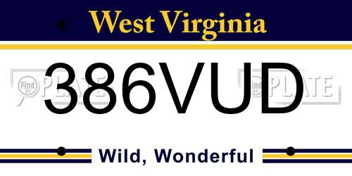 386VUD West Virginia License Plate