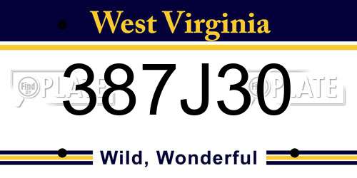 387J30 West Virginia License Plate