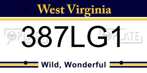 387LG1 West Virginia License Plate
