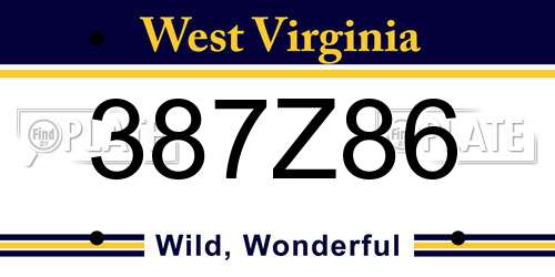 387Z86 West Virginia License Plate
