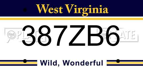 387ZB6 West Virginia License Plate