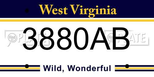 3880AB West Virginia License Plate