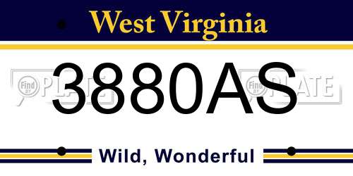 3880AS West Virginia License Plate