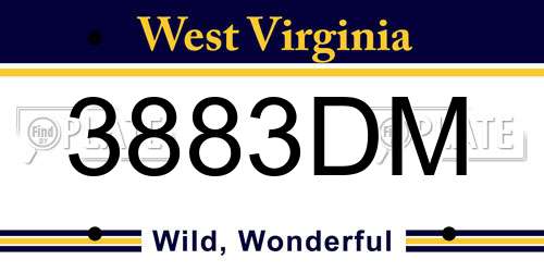 3883DM West Virginia License Plate