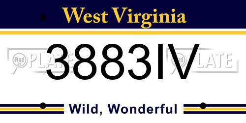 3883IV West Virginia License Plate