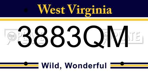 3883QM West Virginia License Plate