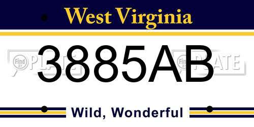 3885AB West Virginia License Plate