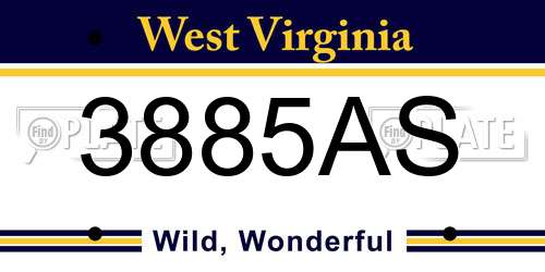 3885AS West Virginia License Plate