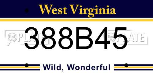 388B45 West Virginia License Plate