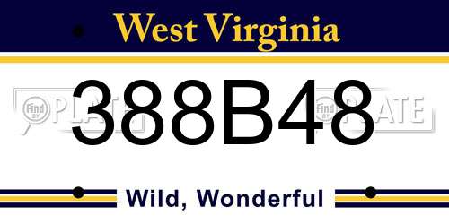 388B48 West Virginia License Plate