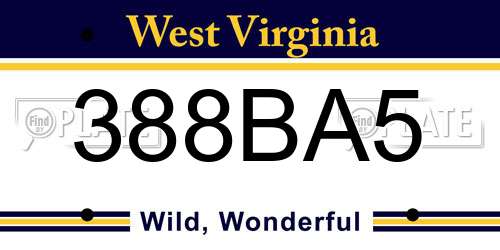 388BA5 West Virginia License Plate