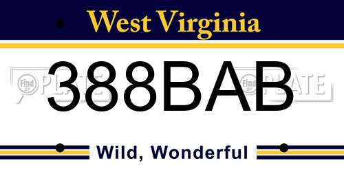388BAB West Virginia License Plate