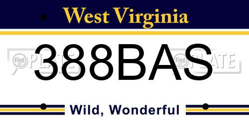 388BAS West Virginia License Plate