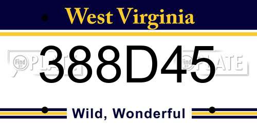 388D45 West Virginia License Plate