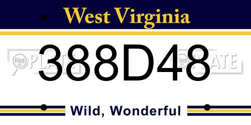 388D48 West Virginia License Plate
