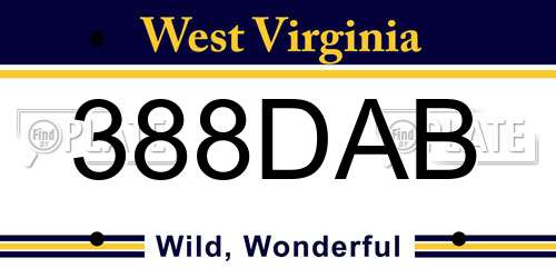 388DAB West Virginia License Plate