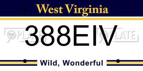 388EIV West Virginia License Plate