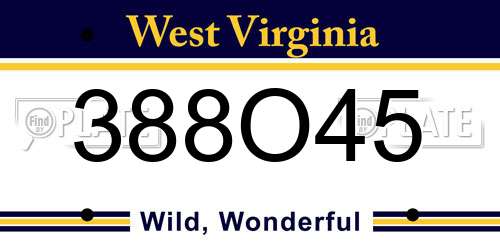 388O45 West Virginia License Plate