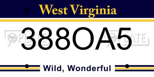 388OA5 West Virginia License Plate