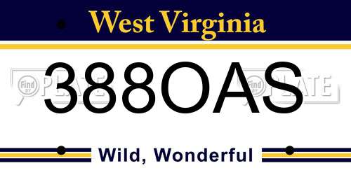 388OAS West Virginia License Plate