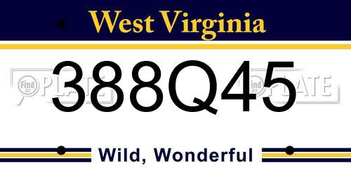388Q45 West Virginia License Plate