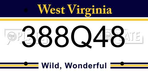 388Q48 West Virginia License Plate