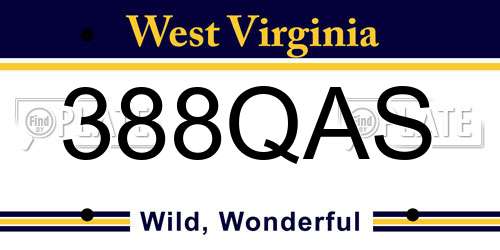 388QAS West Virginia License Plate