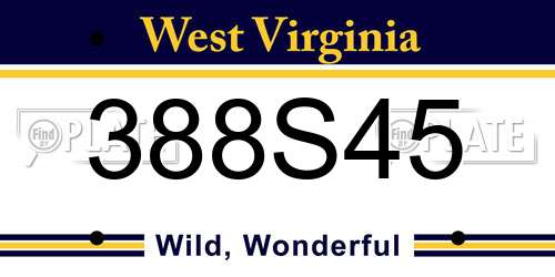 388S45 West Virginia License Plate
