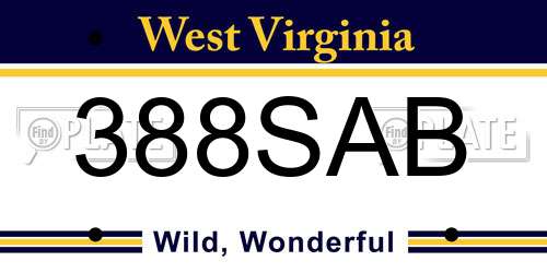 388SAB West Virginia License Plate