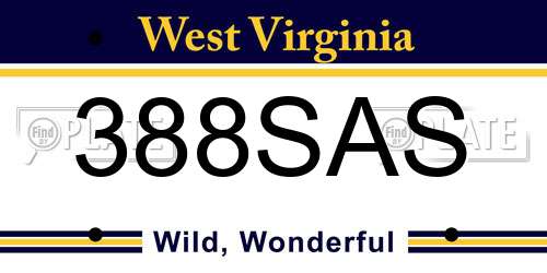 388SAS West Virginia License Plate