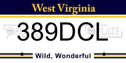 389DCL West Virginia License Plate
